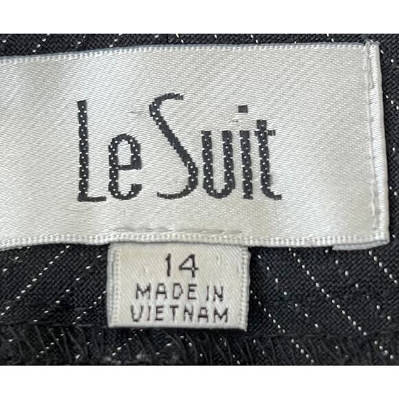 LE SUIT HIGH RISE, WIDE LEG, DRESS PANTS, WOMENS, 14, BLACK/GREY THIN PINSTRIPES - Picture 8 of 10